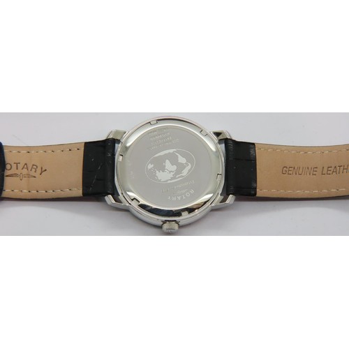 71 - Gents Rotary wristwatch, steel cased on a leather strap, D: 3.5 cm. P&P Group 1 (£14+VAT for the fir... 