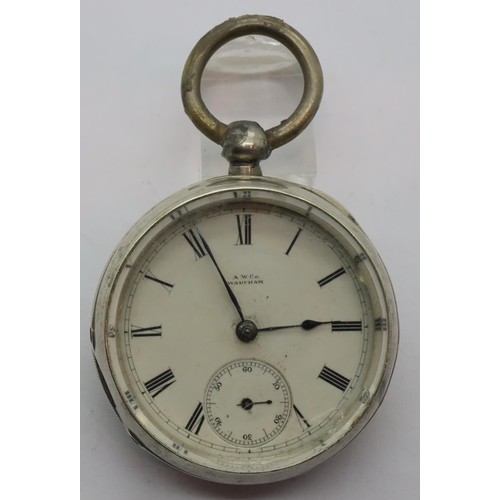 72 - Waltham open faced heavy case pocket watch with William Ellery movement, no 2052363 Birmingham assay... 