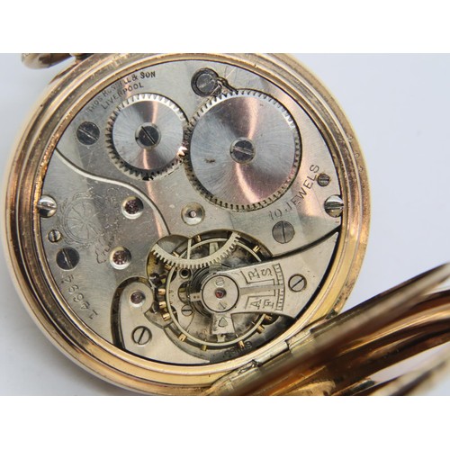 73 - Thomas Russell & Co Liverpool full hunter gold plated pocket watch. P&P Group 1 (£14+VAT for the fir... 