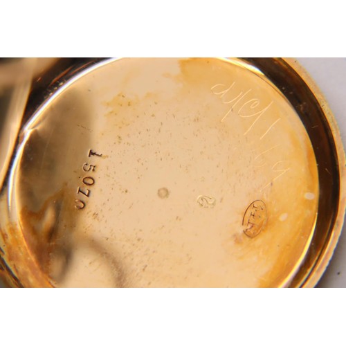 76 - 14ct gold fob watch with gold face. P&P Group 1 (£14+VAT for the first lot and £1+VAT for subsequent... 