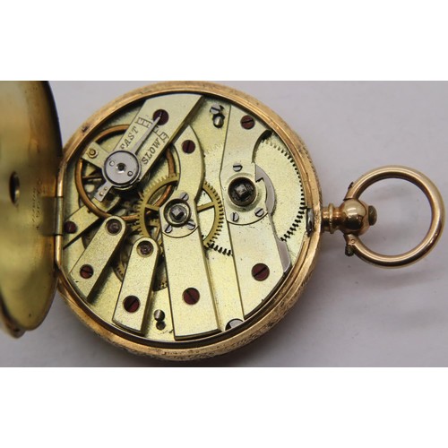 76 - 14ct gold fob watch with gold face. P&P Group 1 (£14+VAT for the first lot and £1+VAT for subsequent... 