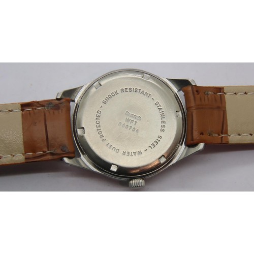 78 - HMT Parashock 17 jewel mechanical pilot wristwatch with seconds hand on a brown leather strap. P&P G... 