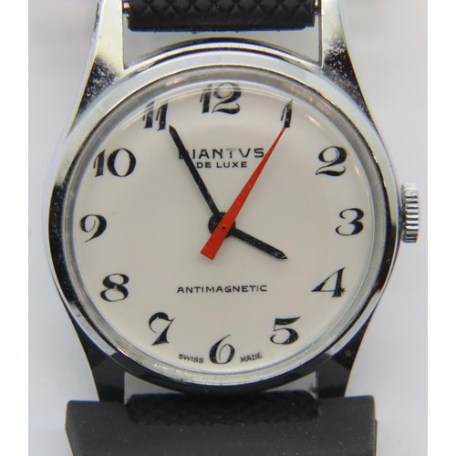 79 - Gents Diantus mechanical vintage wristwatch on a leather strap, D: 2.5 cm.  P&P Group 1 (£14+VAT for... 