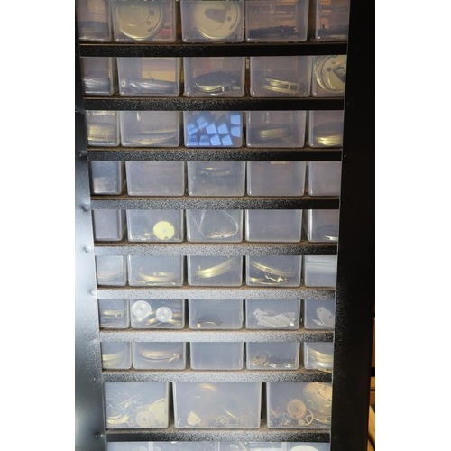 90 - Cabinet containing a quantity of pocket watch parts. P&P Group 1 (£14+VAT for the first lot and £1+V... 