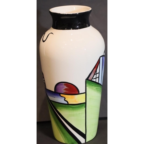 248 - Lorna Bailey Deco House pattern vase, H: 20 cm. P&P Group 2 (£18+VAT for the first lot and £3+VAT fo... 