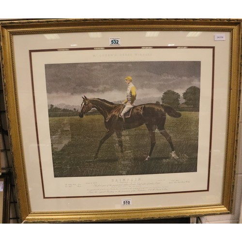 510 - Gilt framed Sainfoin Derby winner print, 80 x 90 cm including frame. Not available for in-house P&P,... 