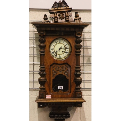 372 - Large Vienna type Gustav Becker chiming wall clock, H: 80 cm. Not available for in-house P&P, contac... 