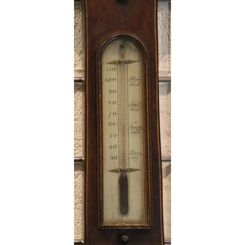 370 - Walnut cased mercury barometer thermometer. Not available for in-house P&P, contact Paul O'Hea at Ma... 