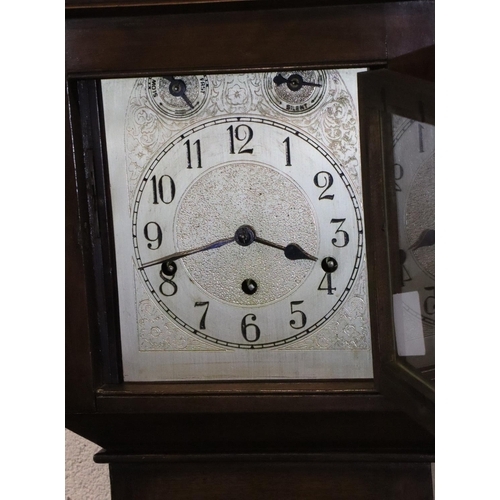 366 - Mahogany cased Westminster chime grandmother clock, H: 120 cm. Not available for in-house P&P, conta... 