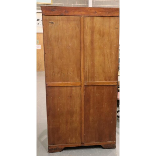 547 - 1920s burr walnut fitted two door wardrobe, 93 x 56 x 194 cm H. Not available for in-house P&P, cont... 