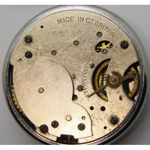 83 - Smiths Empire chromium cased black dial pocket watch with luminous hands and subsidiary seconds dial... 