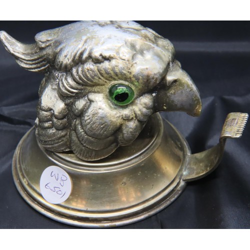 96 - Victorian silver plated parrot head tape dispenser, H: 8.5cm. P&P Group 2 (£18+VAT for the first lot... 