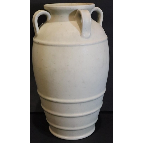 245 - Large Langley Mill pottery glazed stoneware amphora, H: 38 cm. Not available for in-house P&P, conta... 