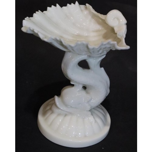 291 - Royal Worcester for Grainger and Co, Victorian Blanc De Chine dolphin table salt, H: 11 cm. P&P Grou... 