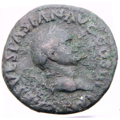 3035 - 69AD - Roman Bronze AE2 of Vespasian -Temple reverse with authority of Senate. P&P Group 1 (£14+VAT ... 