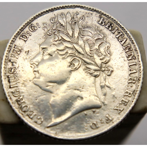 3074 - 1825 - Silver Sixpence of George IV. P&P Group 1 (£14+VAT for the first lot and £1+VAT for subsequen... 