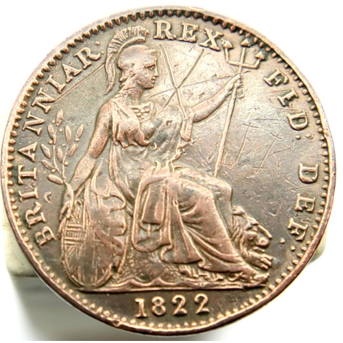 3077 - 1822 - Copper Farthing of George IV. P&P Group 1 (£14+VAT for the first lot and £1+VAT for subsequen... 