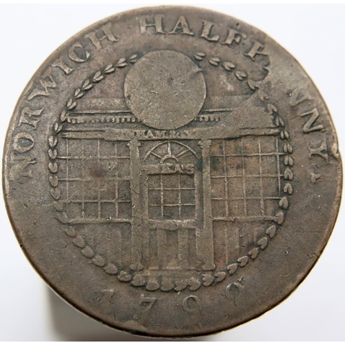 3097 - 1799 - Norwich Half Penny Token. P&P Group 1 (£14+VAT for the first lot and £1+VAT for subsequent lo... 