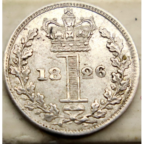 3087 - 1826 - Silver Maundy Penny of George IV. P&P Group 1 (£14+VAT for the first lot and £1+VAT for subse... 