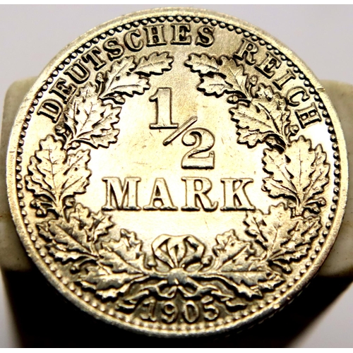 3091 - 1905 - Silver Half Mark of German empire - Berlin mint. P&P Group 1 (£14+VAT for the first lot and £... 