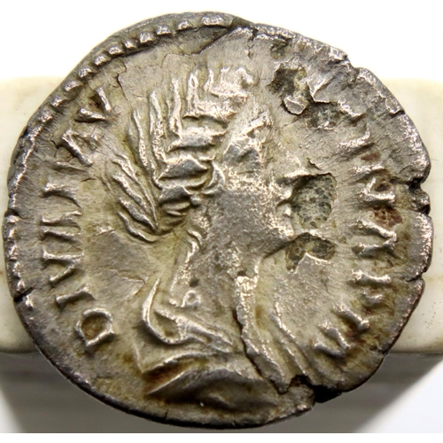 3126 - 141 AD - Empress Faustina Silver Denarius with Peacock reverse. P&P Group 1 (£14+VAT for the first l... 