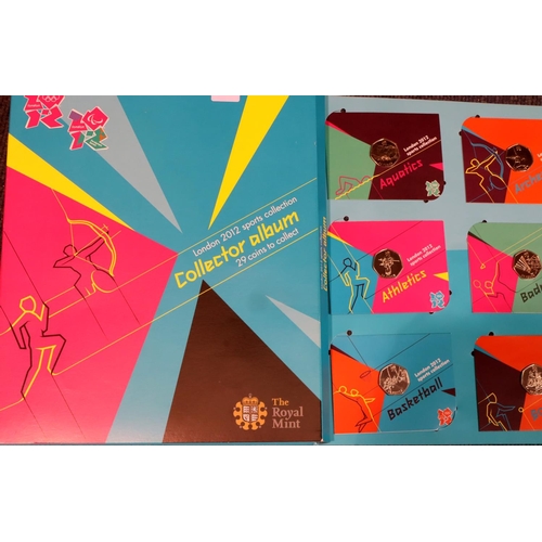 3136 - London 2012 Olympic Sports Collection by the Royal Mint, full set on cards, including the scarce Com... 