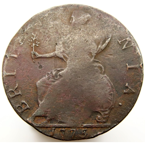 3179 - 1775 - Copper HalfPenny of George III. P&P Group 1 (£14+VAT for the first lot and £1+VAT for subsequ... 