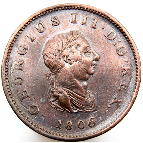 3196 - 1806 - Copper Half Penny of George III. P&P Group 1 (£14+VAT for the first lot and £1+VAT for subseq... 