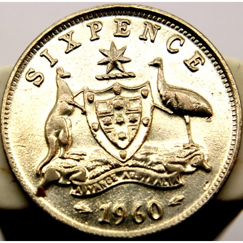 3199 - 1960 - Colonial Australian Silver Sixpence. P&P Group 1 (£14+VAT for the first lot and £1+VAT for su... 