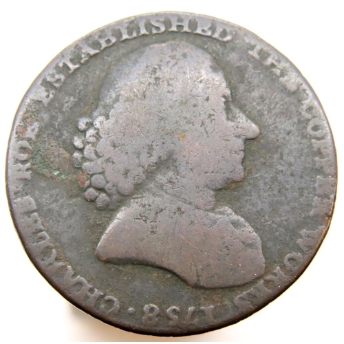 3187 - 1758 - Macclesfield Halfpenny Token. P&P Group 1 (£14+VAT for the first lot and £1+VAT for subsequen... 