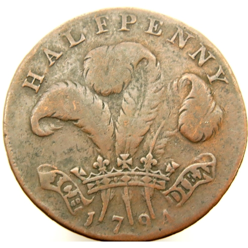 3190 - 1794 - George - Prince of Wales token. P&P Group 1 (£14+VAT for the first lot and £1+VAT for subsequ... 