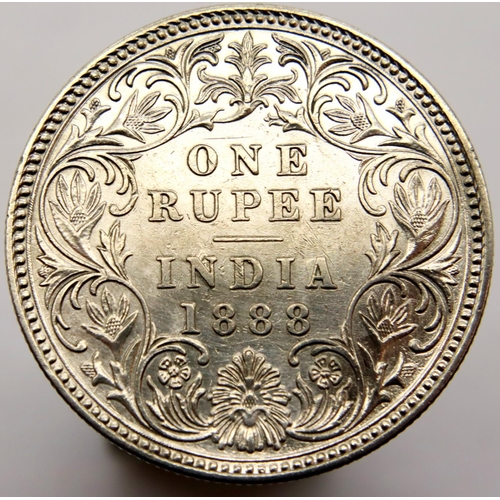 3192 - 1888 - Colonial India - Silver Rupee of Queen Victoria. P&P Group 1 (£14+VAT for the first lot and £... 