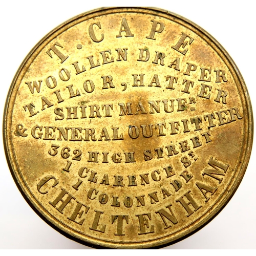 3194 - 1856 - Cheltenham T. Cape Token, Draper, Tailor, Hatter. P&P Group 1 (£14+VAT for the first lot and ... 