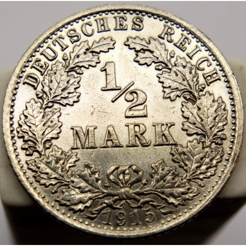 3204 - 1915 - Silver Half Mark of Germany - Berlin Mint. P&P Group 1 (£14+VAT for the first lot and £1+VAT ... 