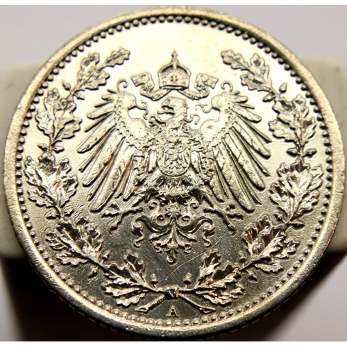 3204 - 1915 - Silver Half Mark of Germany - Berlin Mint. P&P Group 1 (£14+VAT for the first lot and £1+VAT ... 