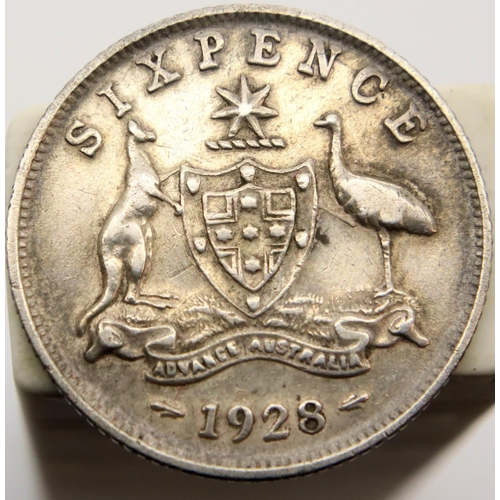 3210 - 1928 - Colonial Australian Silver Sixpence - George V. P&P Group 1 (£14+VAT for the first lot and £1... 