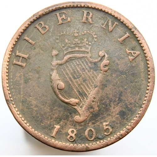 3211 - 1805 - Hibernia Half Penny under reign of George III. P&P Group 1 (£14+VAT for the first lot and £1+... 