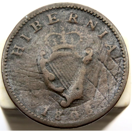 3215 - 1806 - Hibernia Farthing under reign of George III. P&P Group 1 (£14+VAT for the first lot and £1+VA... 