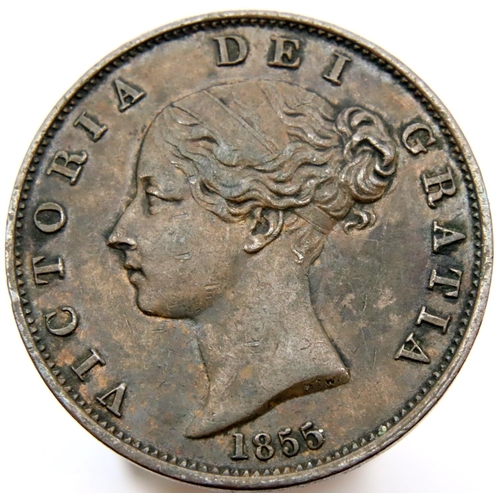 3218 - 1855 - Half Penny of Queen Victoria. P&P Group 1 (£14+VAT for the first lot and £1+VAT for subsequen... 