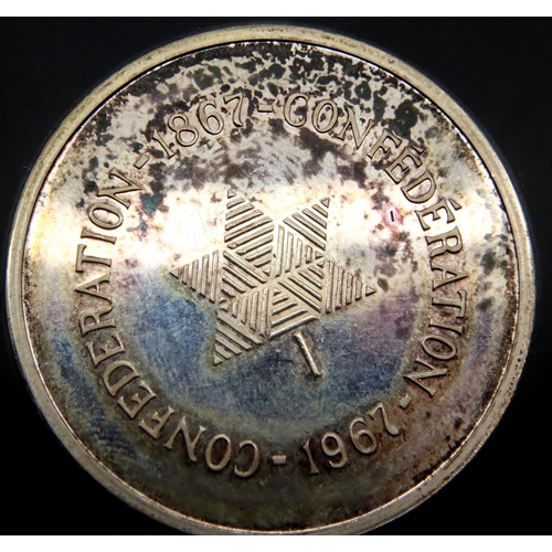 3221 - 1967 - Canada silver centenary coin in leather case.  P&P Group 1 (£14+VAT for the first lot and £1+... 