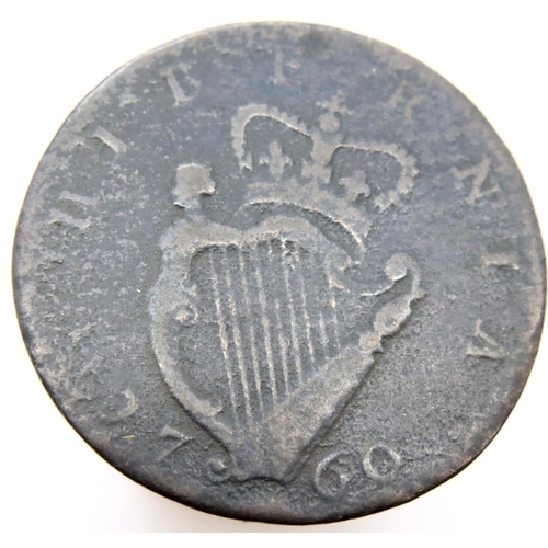 3241 - 1760 Hibernia Half Penny of George II. P&P Group 1 (£14+VAT for the first lot and £1+VAT for subsequ... 