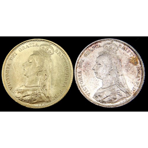 3137 - London Mint Office - The Infamous 1887 Golden Jubilee Sixpence two coin set, comprising the 1887 wit... 