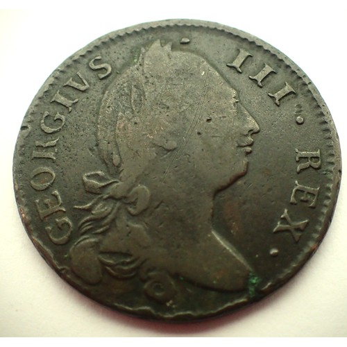 3252 - 1781 - Hibernia (Eire) copper HalfPenny of George III. P&P Group 1 (£14+VAT for the first lot and £1... 