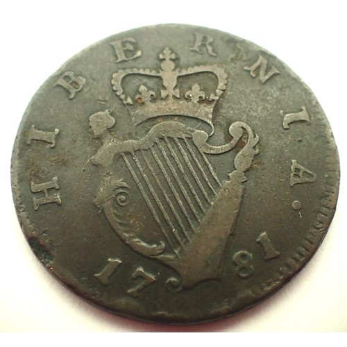 3252 - 1781 - Hibernia (Eire) copper HalfPenny of George III. P&P Group 1 (£14+VAT for the first lot and £1... 