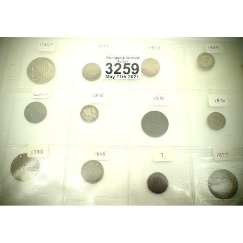 3259 - Twelve 18th and 19th century British Empire coins. P&P Group 1 (£14+VAT for the first lot and £1+VAT... 