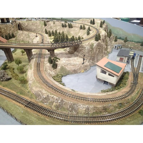 2200A - Model Railway layout 156 x 110 OO end to end with auto shuttle and 009/HOE narrow gauge end to end. ... 