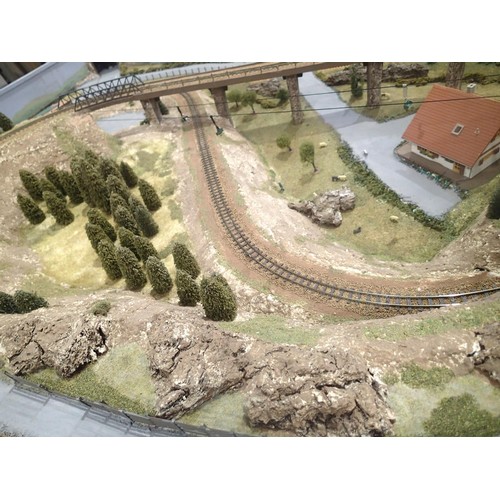 2200A - Model Railway layout 156 x 110 OO end to end with auto shuttle and 009/HOE narrow gauge end to end. ... 