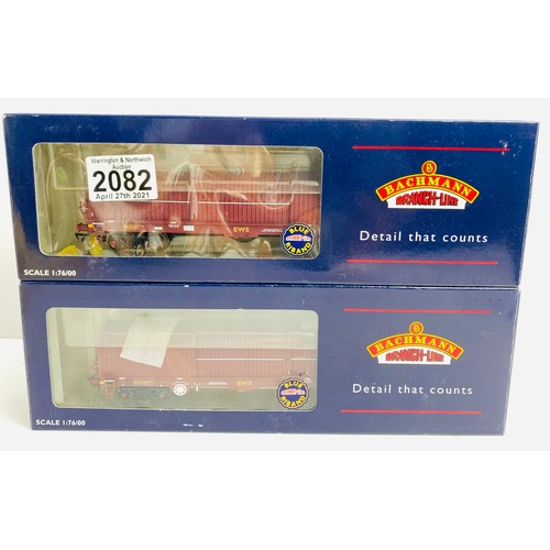 2082 - 2x Bachmann EWS Steel Carrier Wagons P&P Group 1 (£14+VAT for the first lot and £1+VAT for subsequen... 