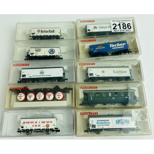 2186 - 10x Fleischmann N Gauge Assorted Wagons - See Picture  P&P Group 1 (£14+VAT for the first lot and £1... 