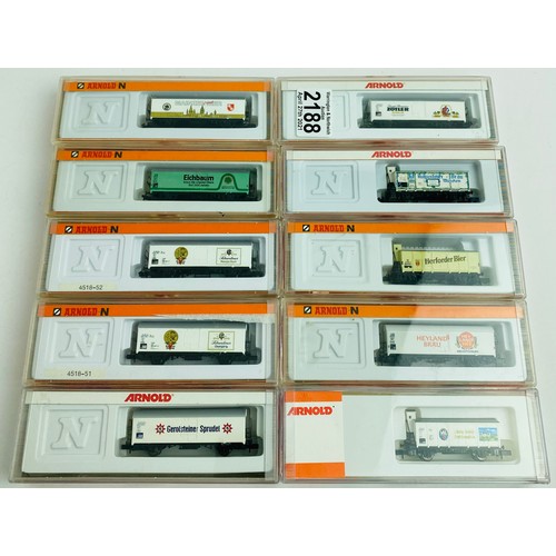 2188 - 10x Arnold N Gauge Assorted Wagons - See Picture  P&P Group 1 (£14+VAT for the first lot and £1+VAT ... 